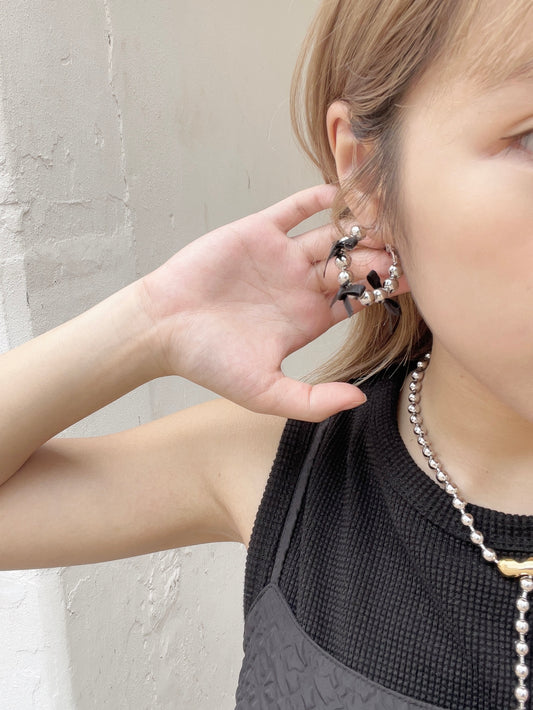 珠珠蝴蝶結圈圈耳環