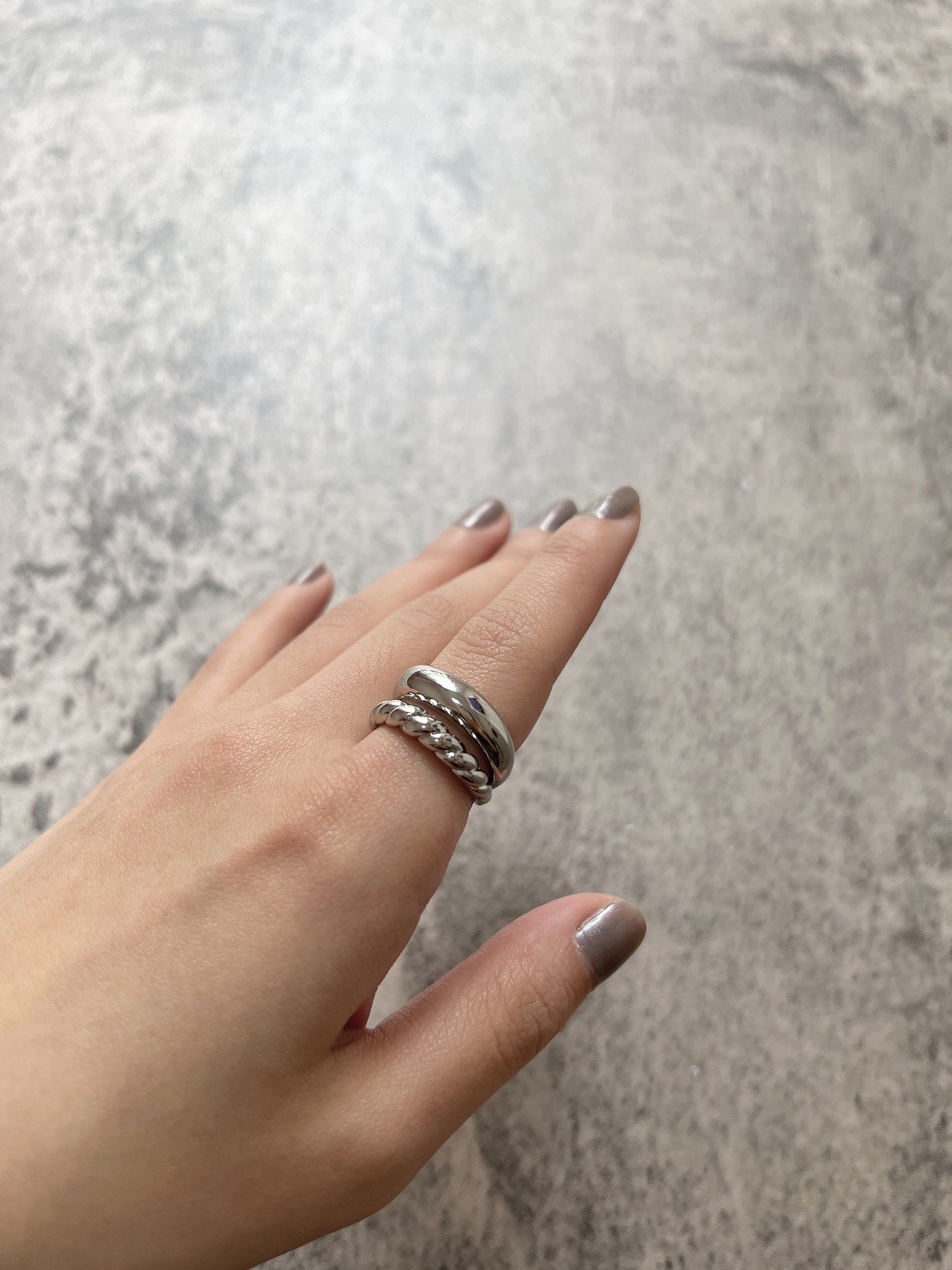 扭紋拼雙層戒指