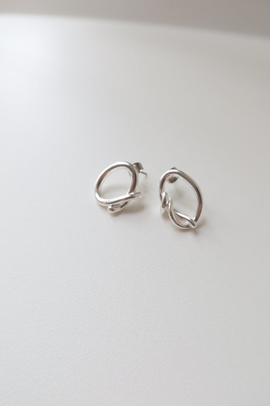 鴛鴦圓形線條耳環