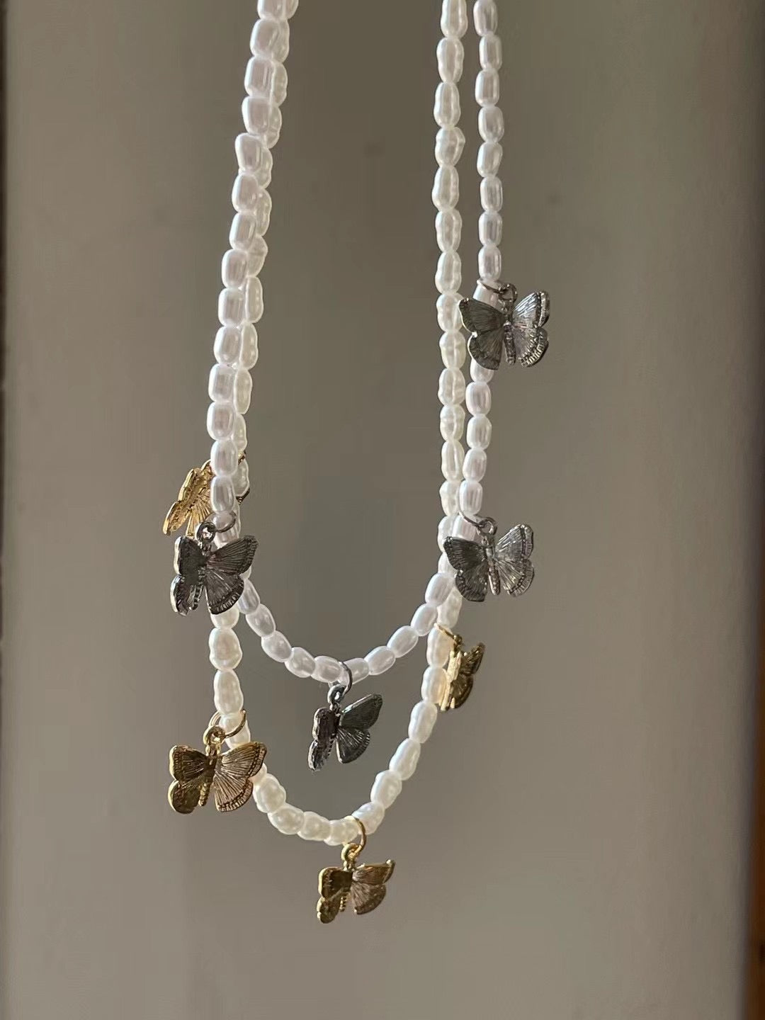 推薦!Butterfly Pearl necklace