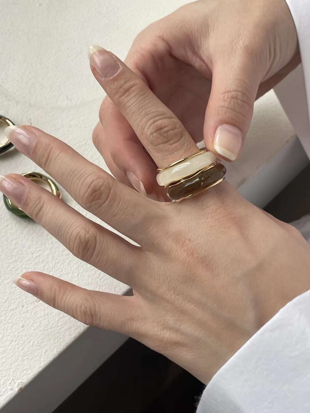 Vintage 暈染金邊RING