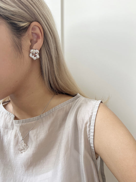 不規則花花閃石耳環