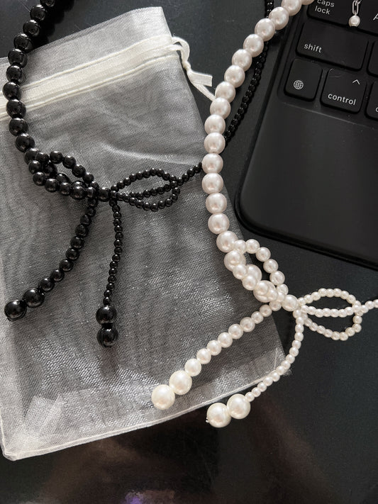 氣質珠珠蝴蝶結頸鏈