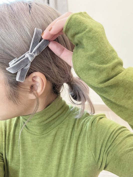 4色入!絨面小蝴蝶結髮夾SET