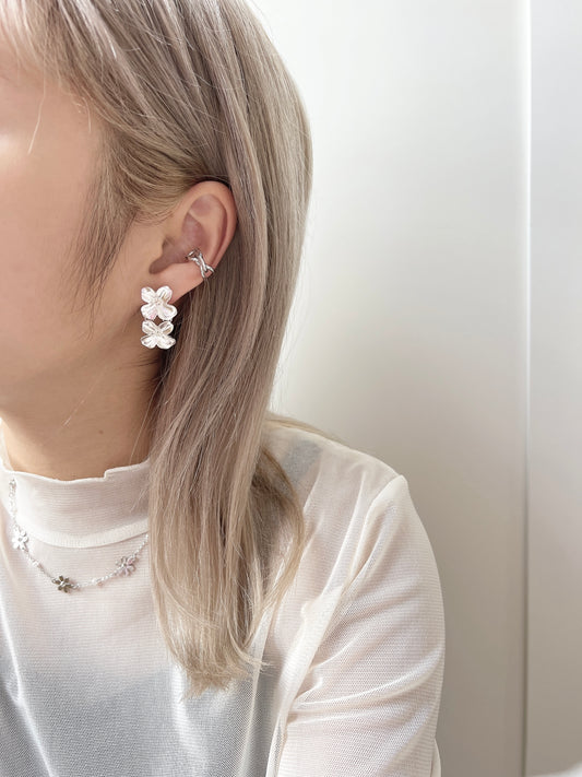 霧面雙花花耳環