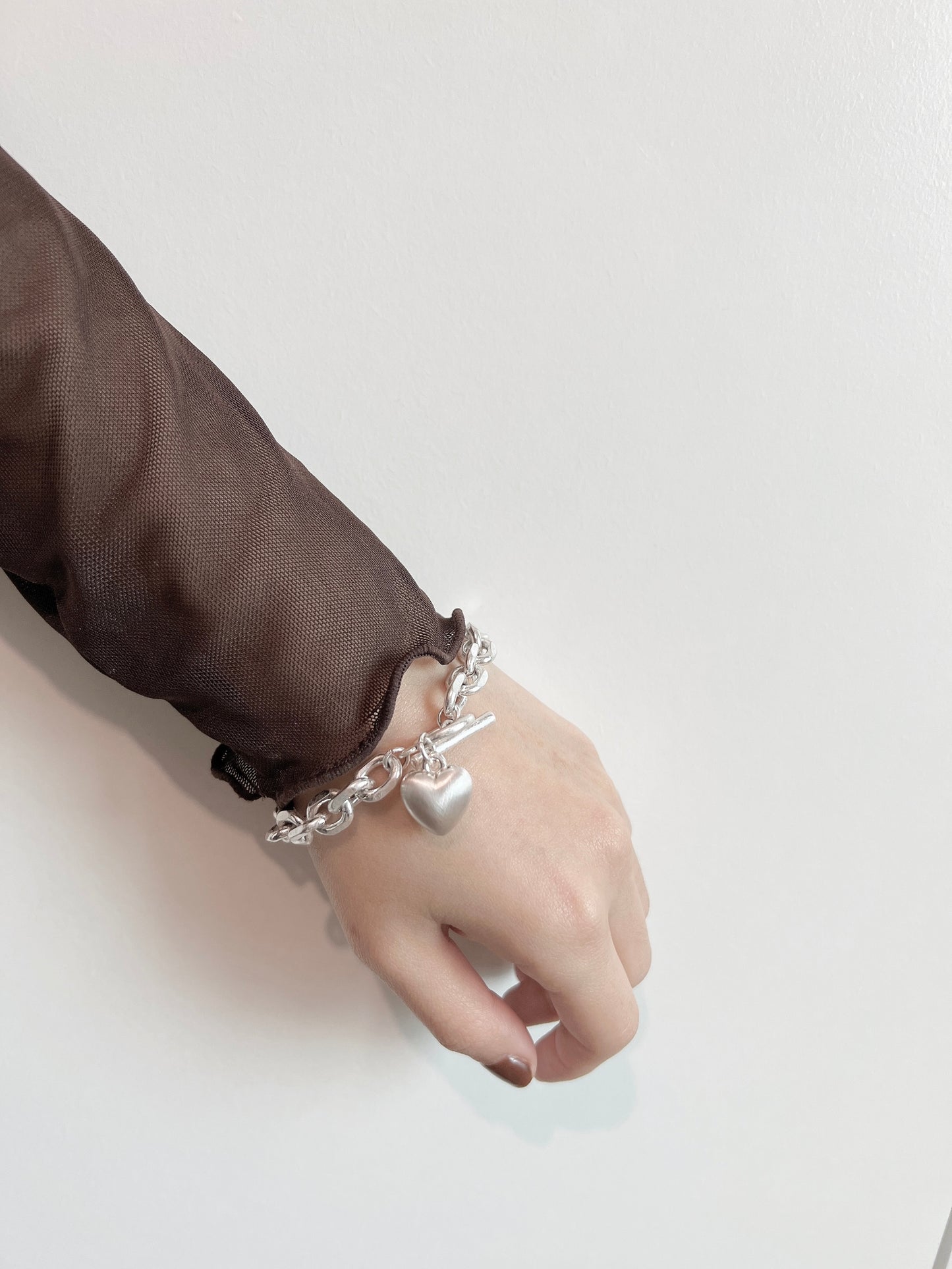 霧面心心質感扣扣手鏈