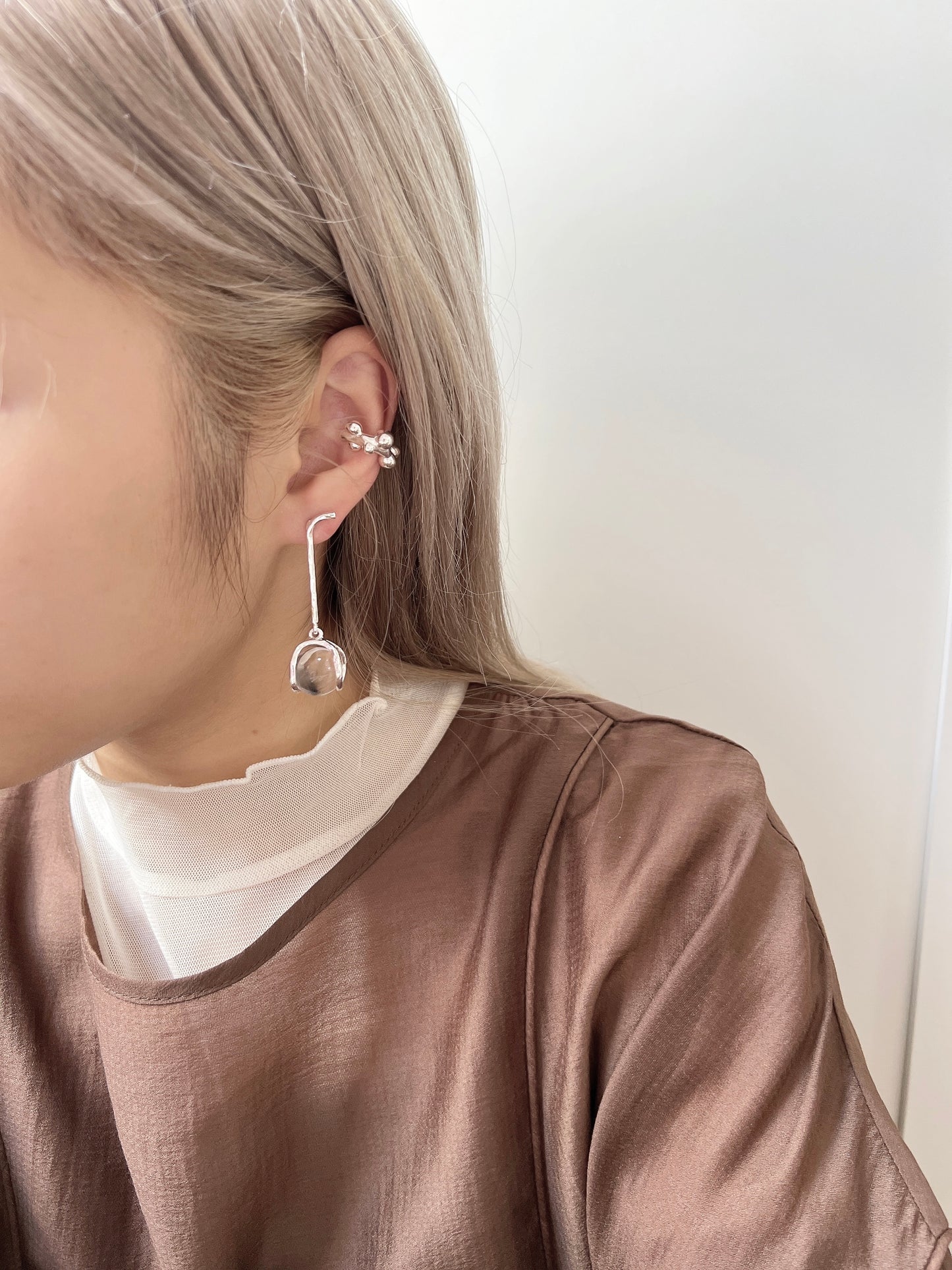 透明感✨水晶球長耳環