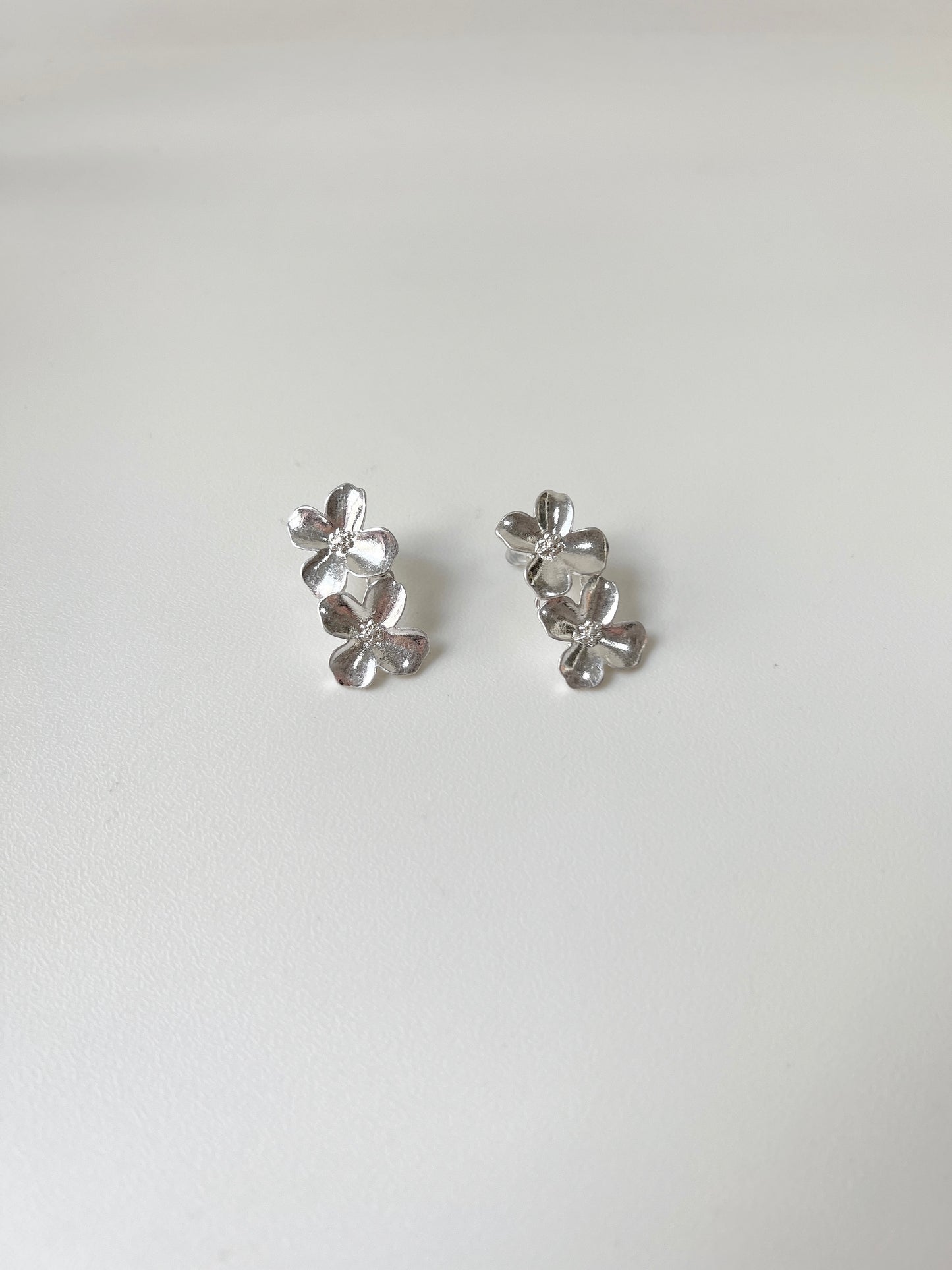 霧面雙花花耳環