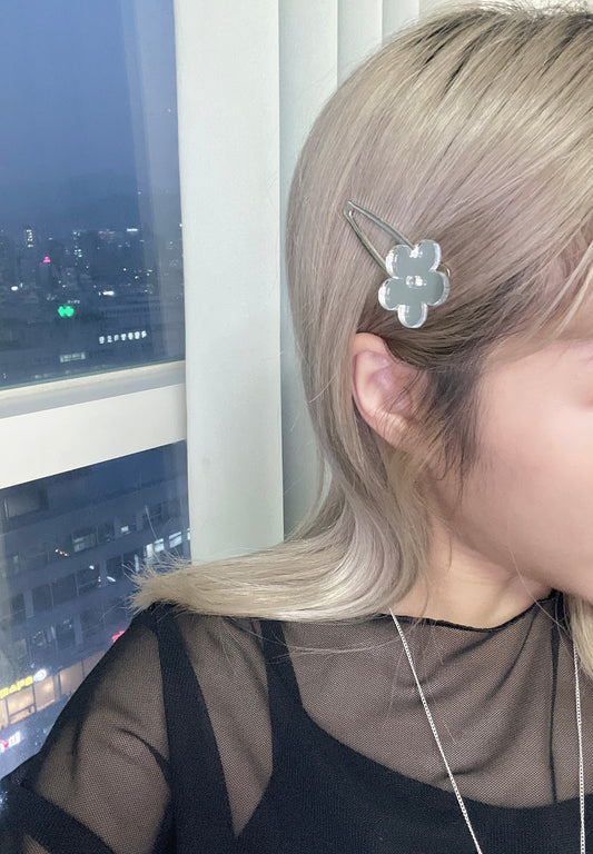 鏡面花花髮夾 (單隻)