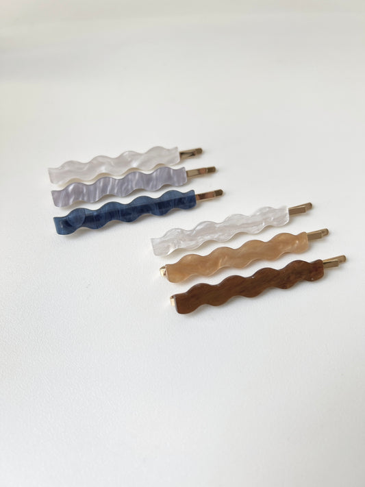 暗紋波浪拼色髮夾SET