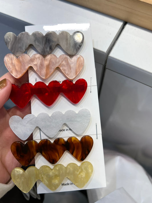 6色入!暈染心心髮夾