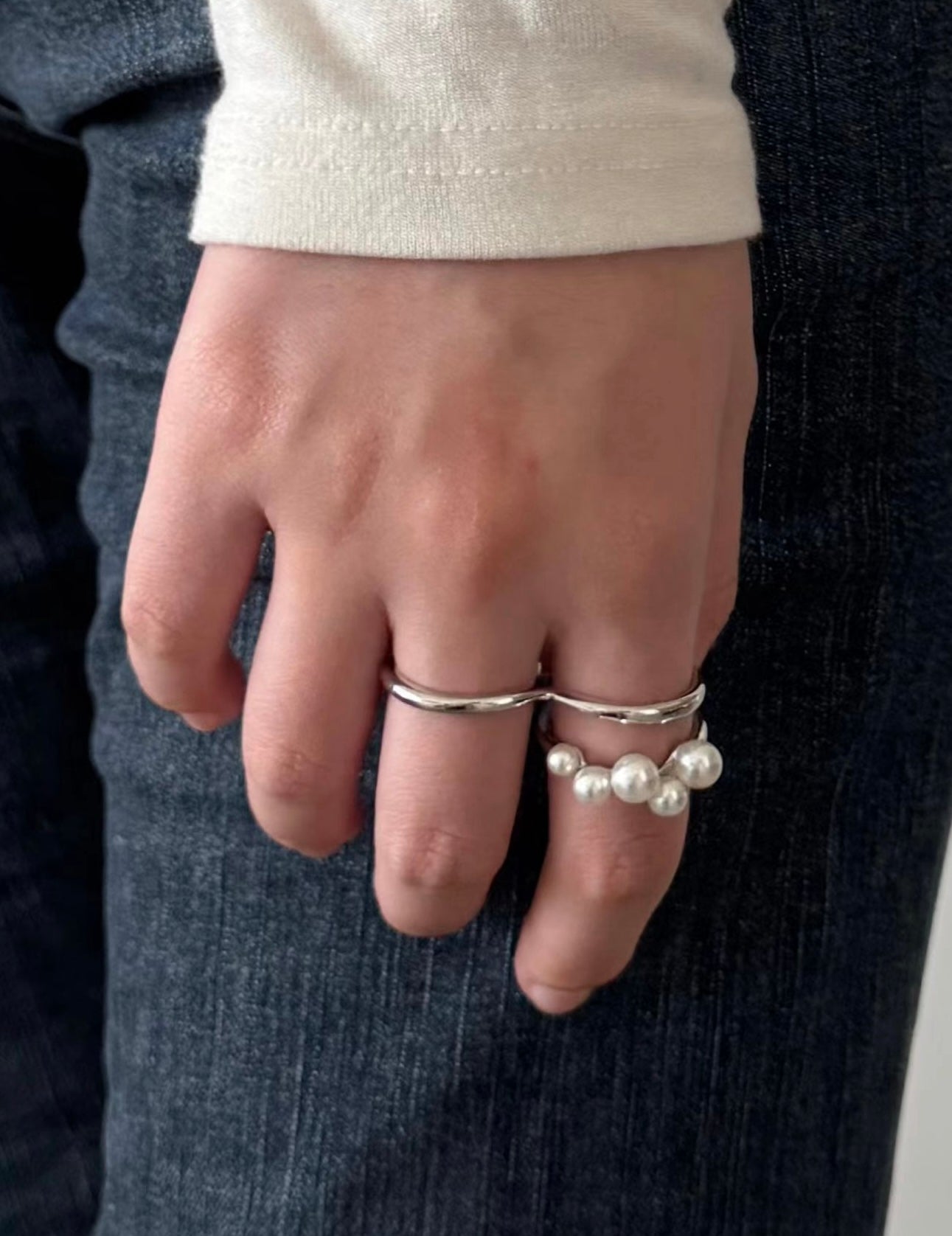 超美的！珍珠雙指RING