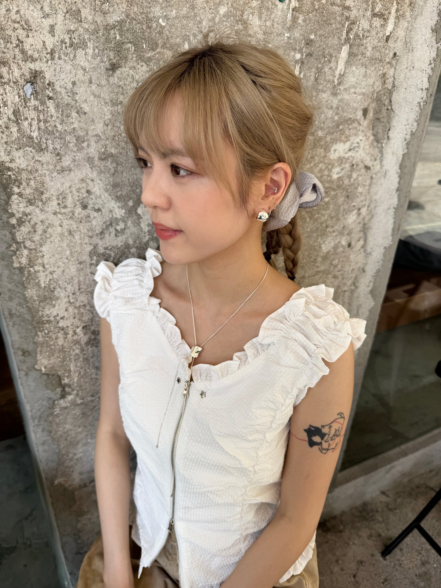 氣質感～雙層圓形耳環