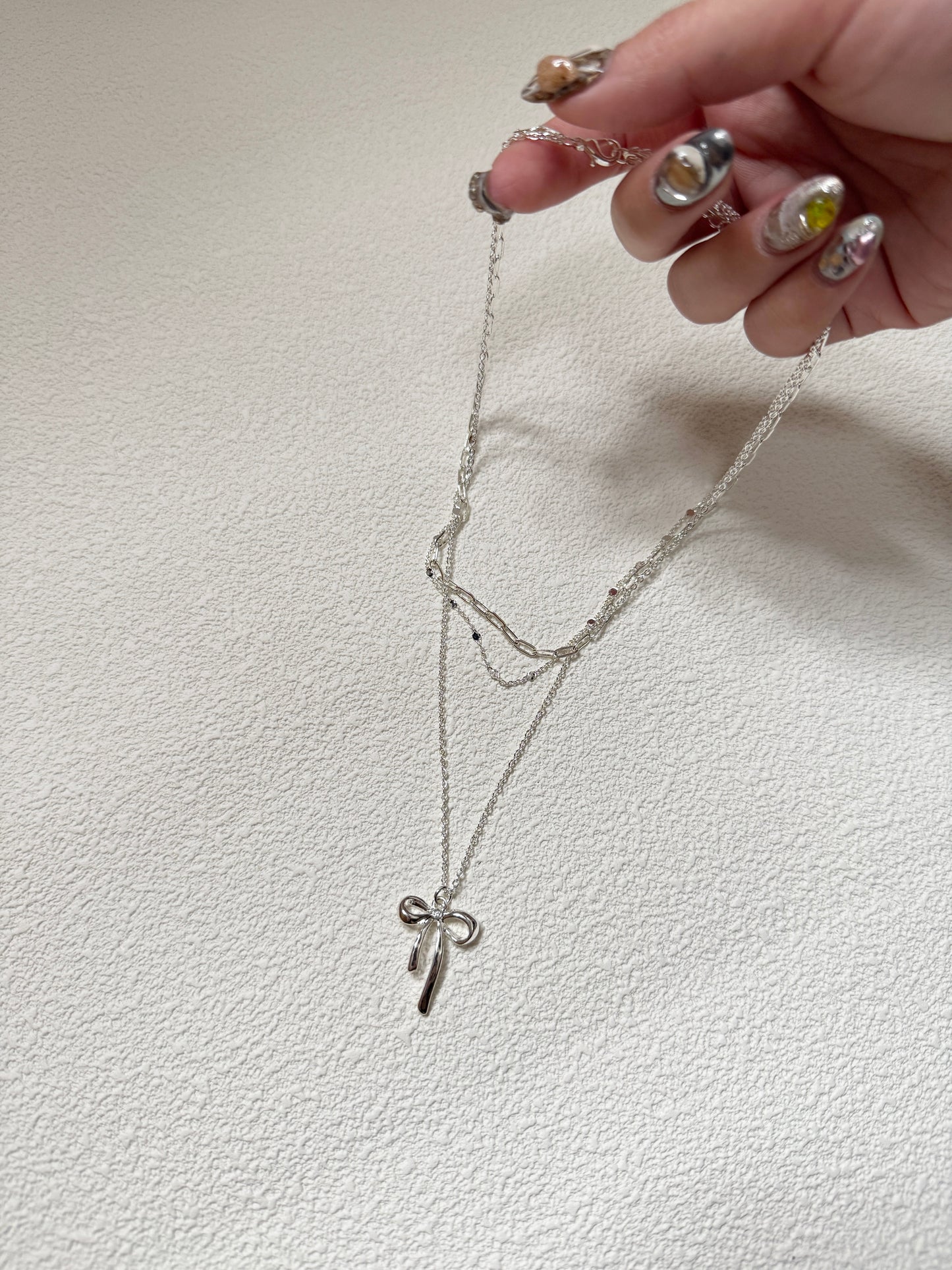 質感LAYER幼蝴蝶結頸鏈౨ৎ