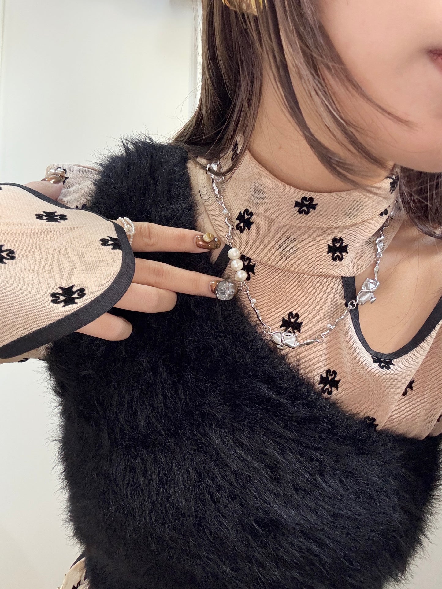 日系感珍珠扭扭頸鏈