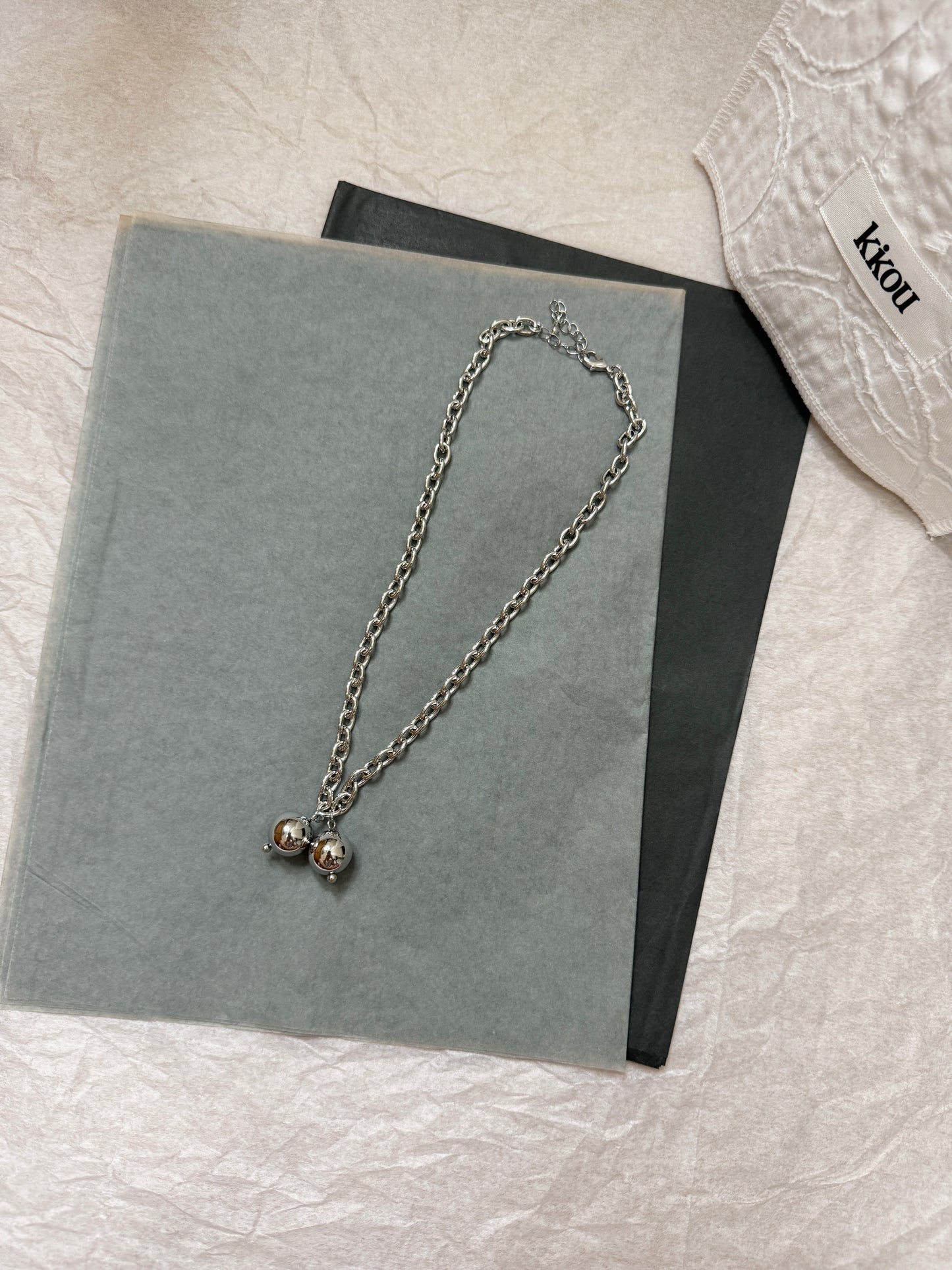 推！銀車厘子波波頸鏈