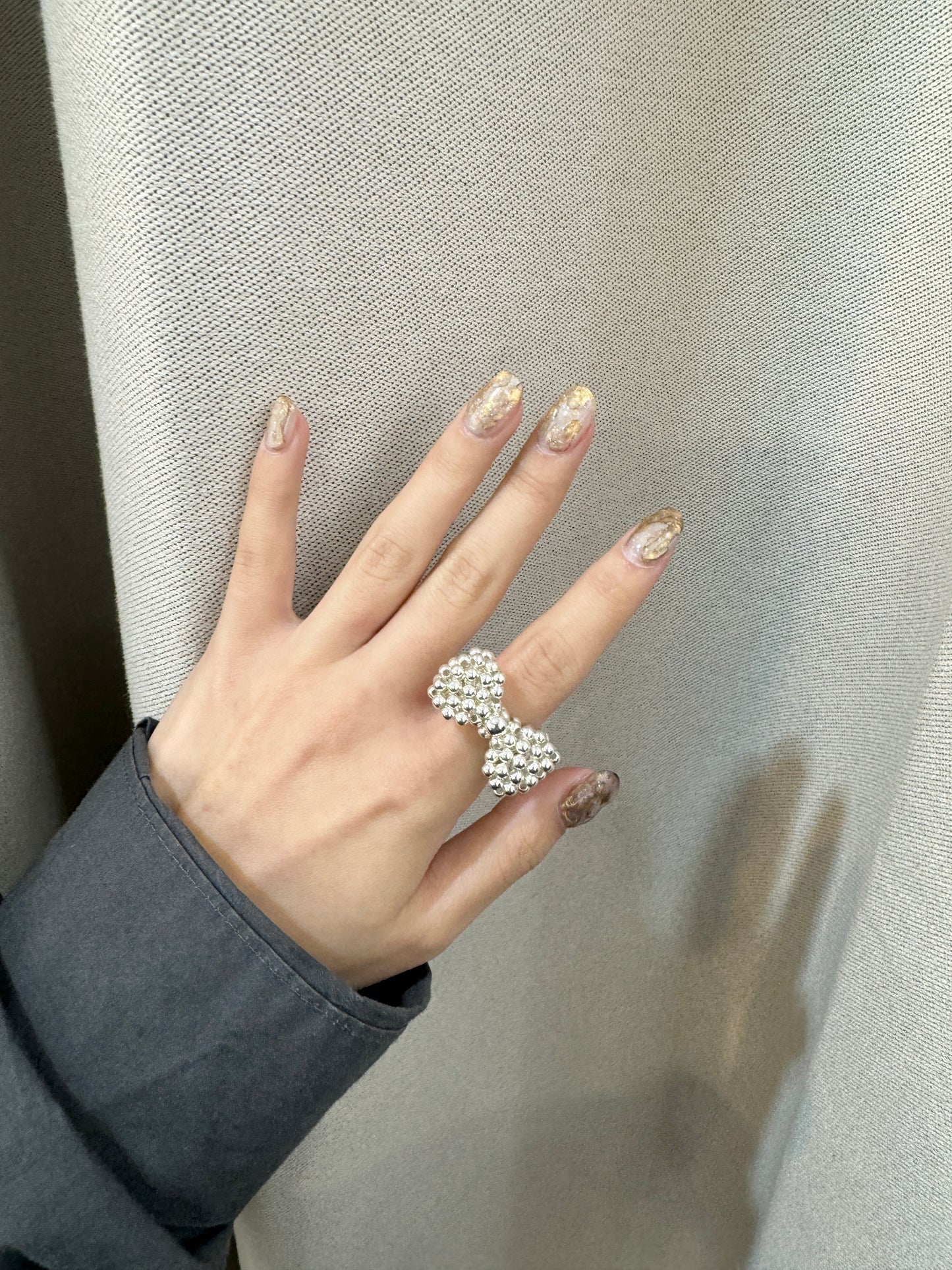 MUST BUY!銀珠珠蝴蝶結RING