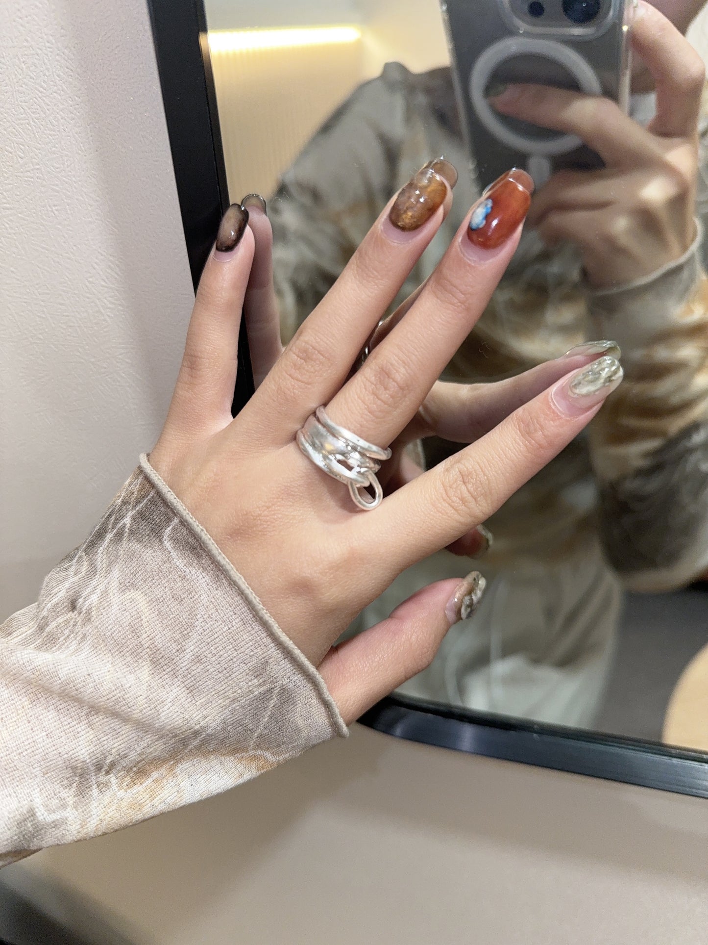 霧面扣樹枝紋粗RING