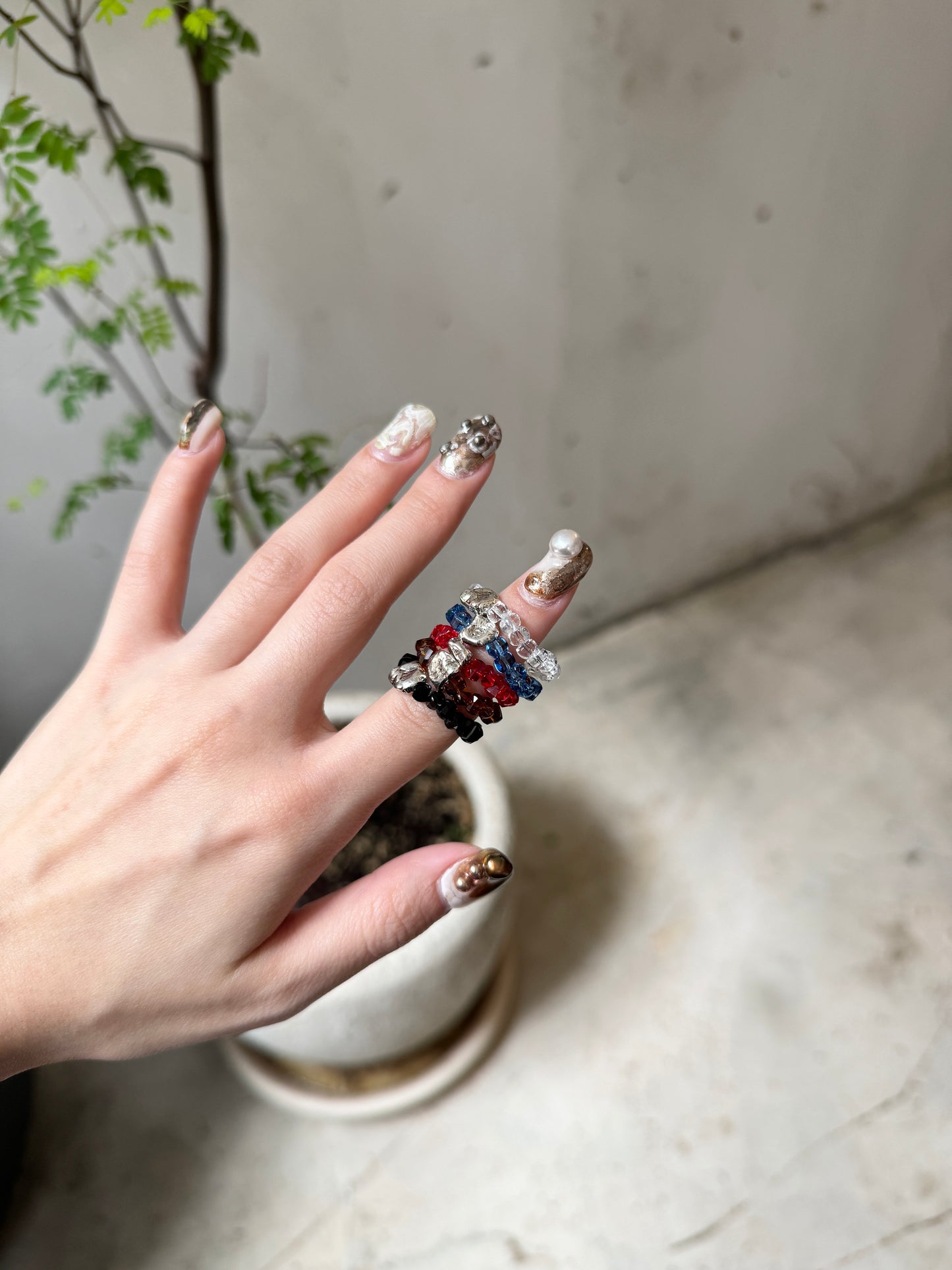 Must have⟡˖·質感碎石彩珠珠RING