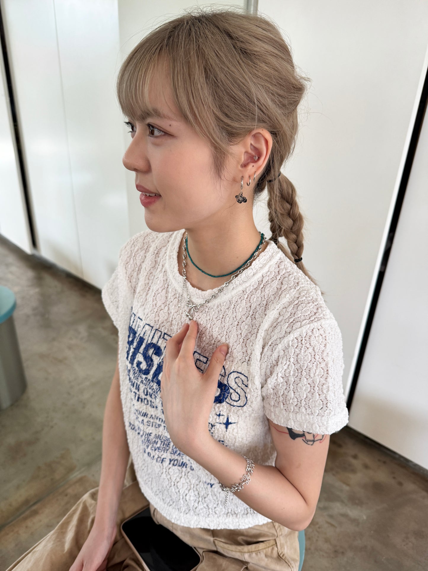 可愛心形蝴蝶結扣扣頸鏈