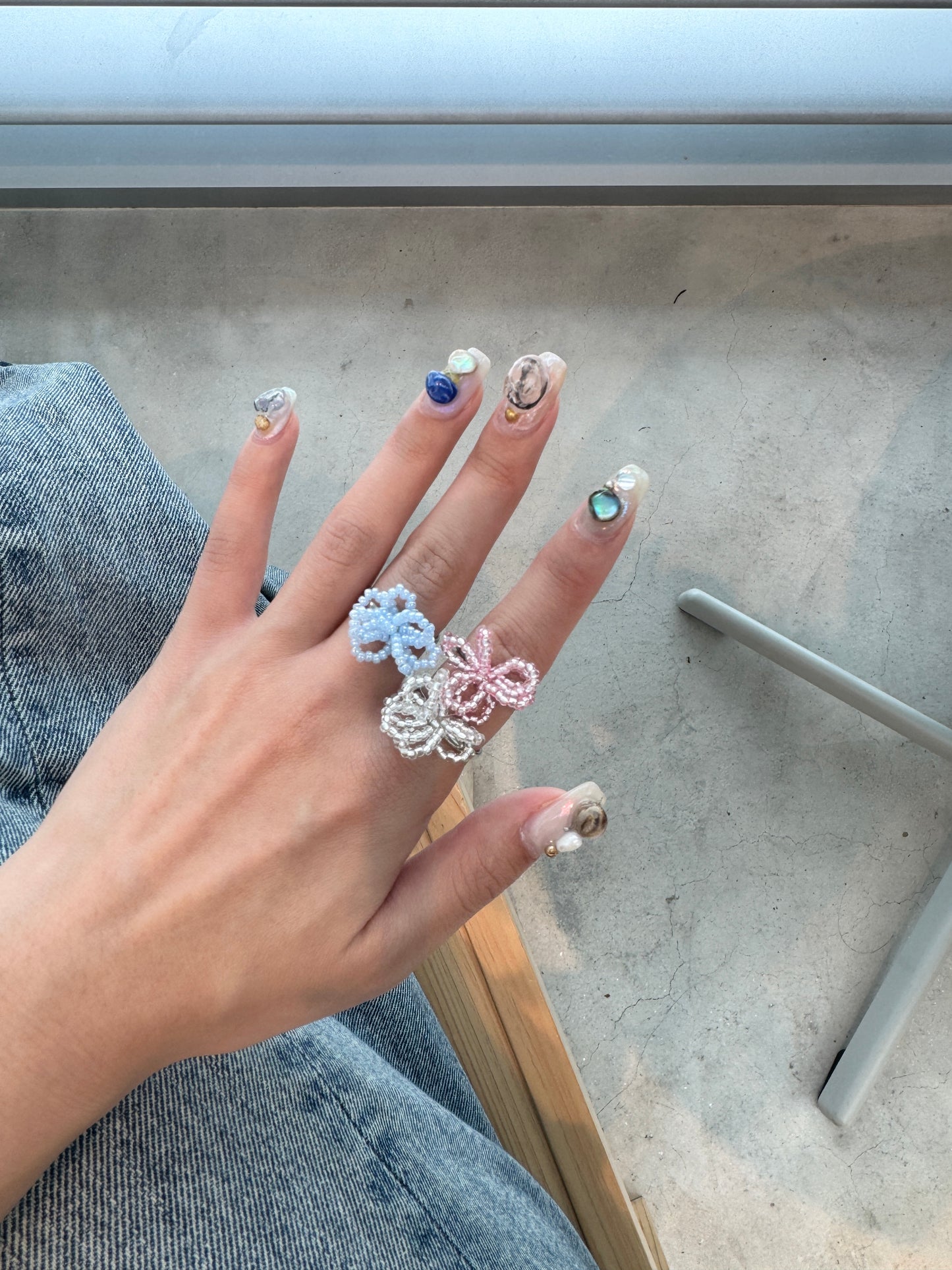 可愛花形串珠RING (可調SIZE)