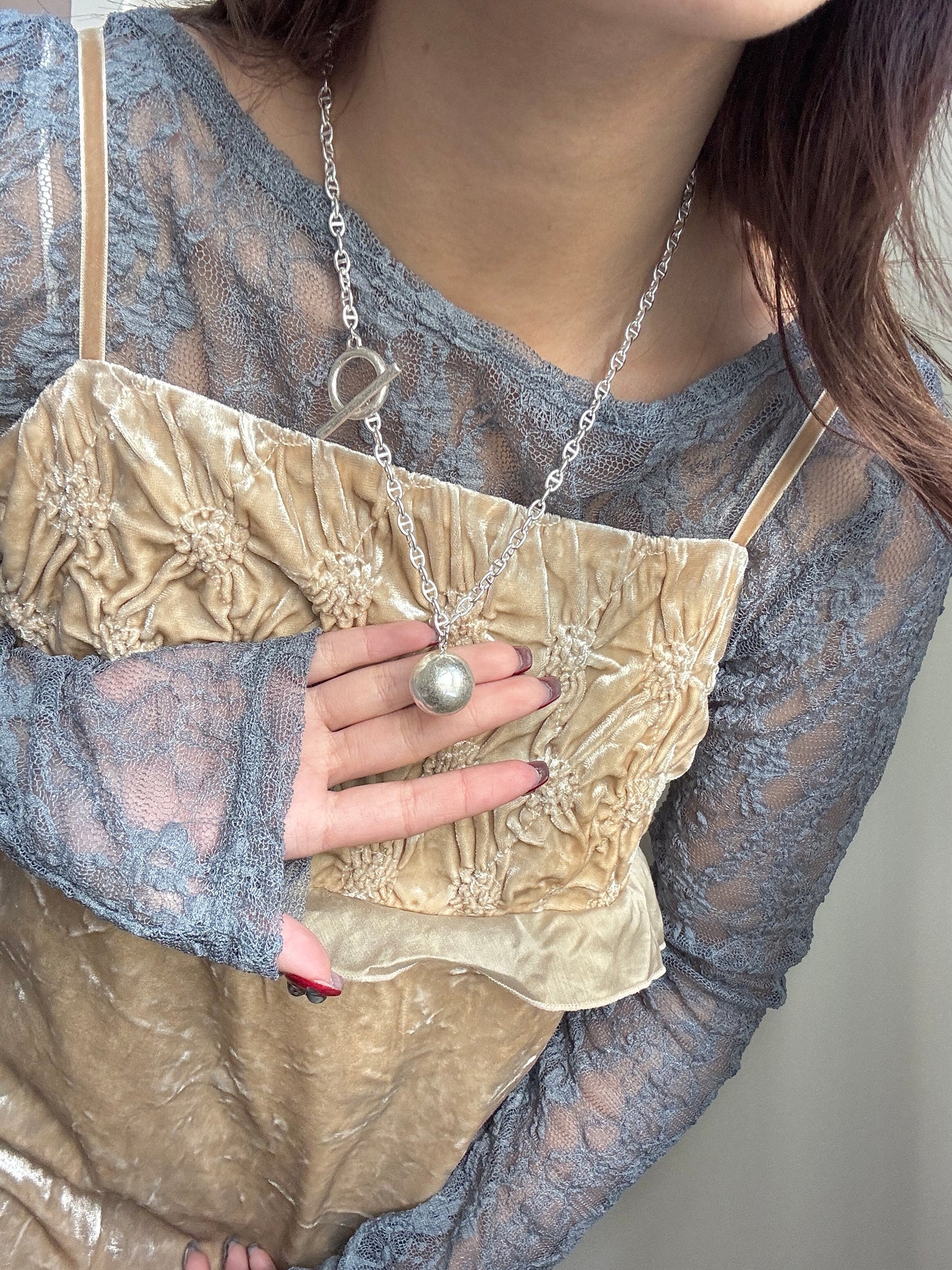 霧面BALL BALL豬鼻扣扣頸鏈