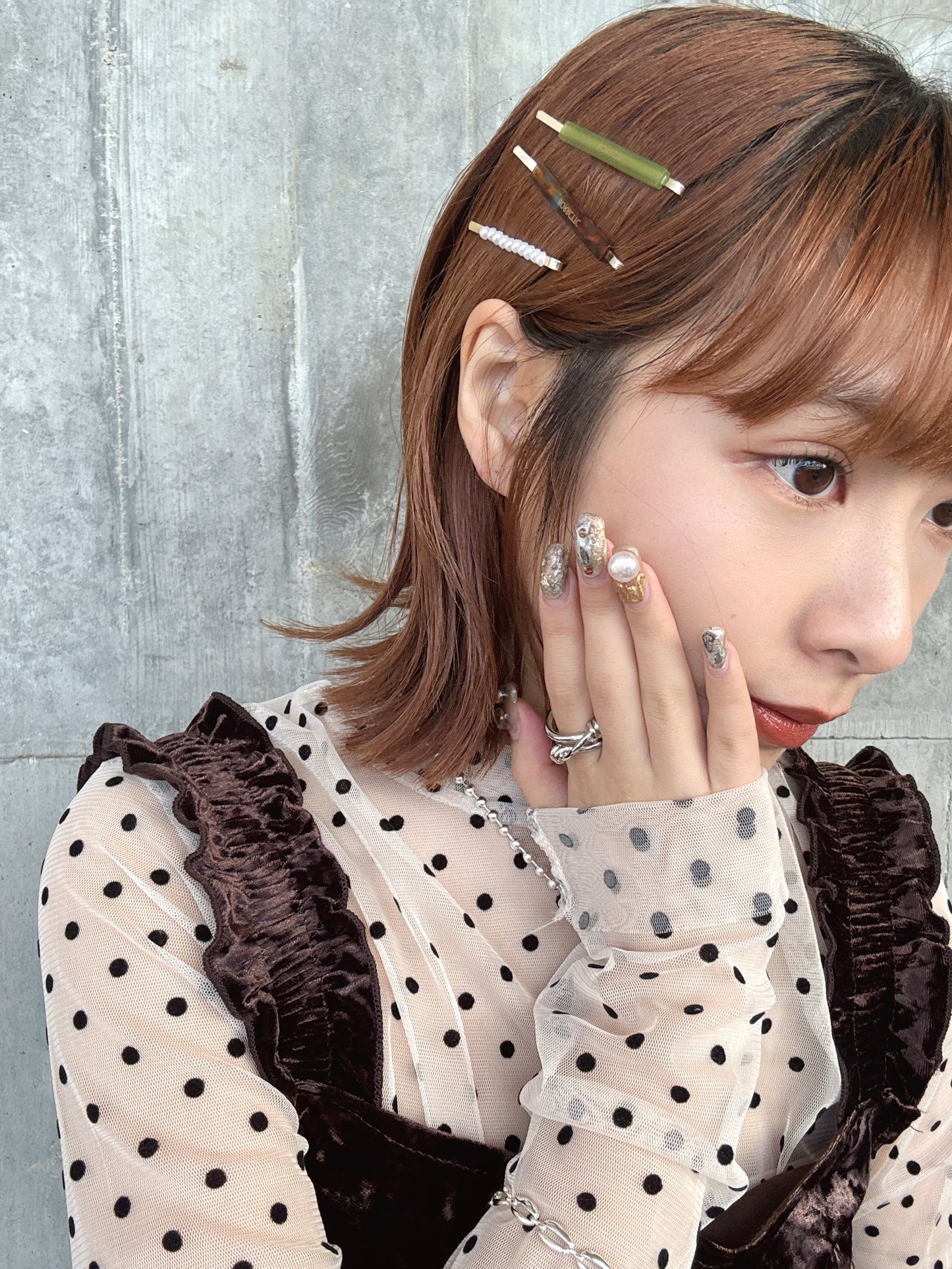 可愛拼色珍珠髮夾SET