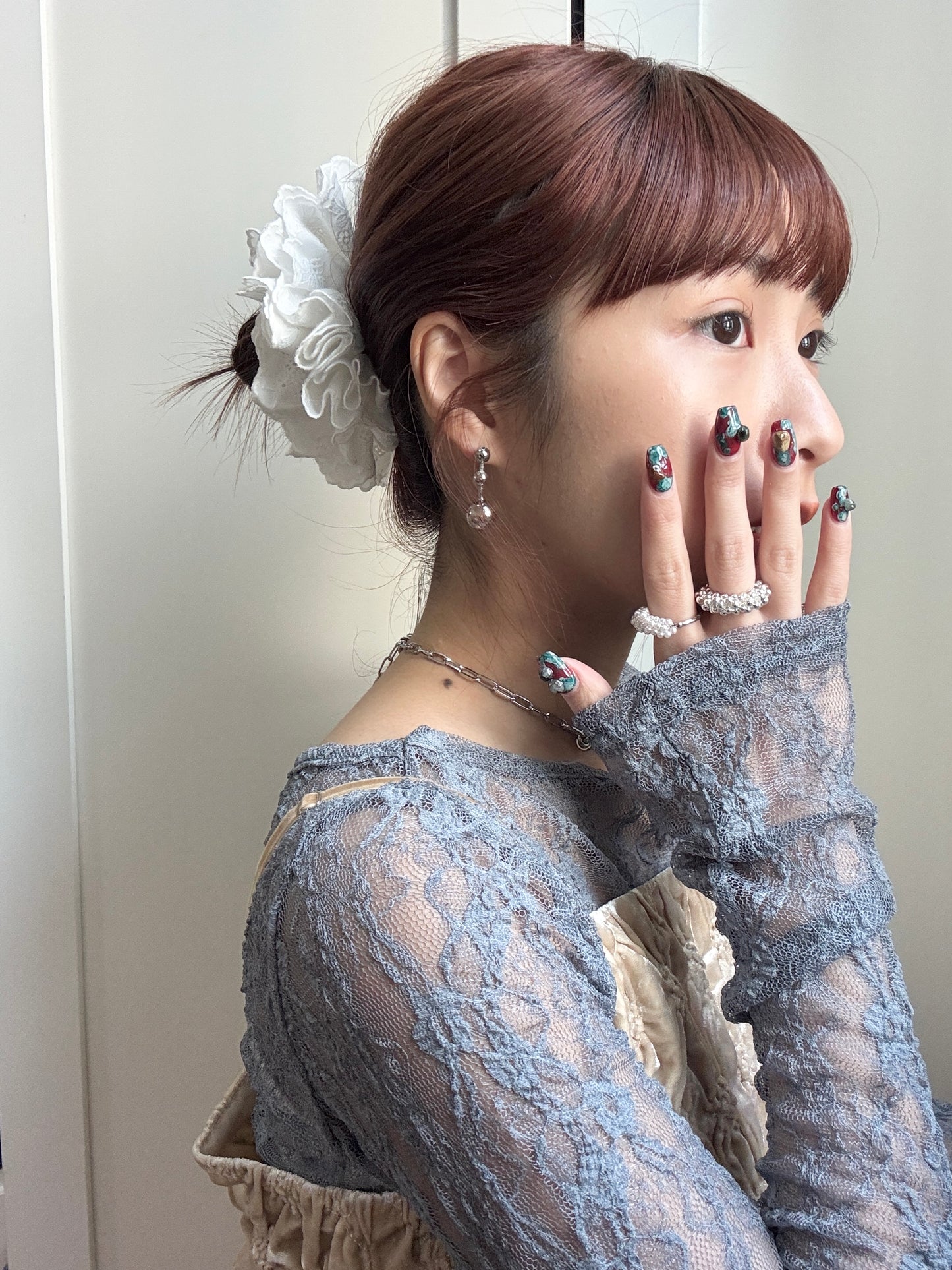 自留！高質感刺繡花邊層次髮圈✿