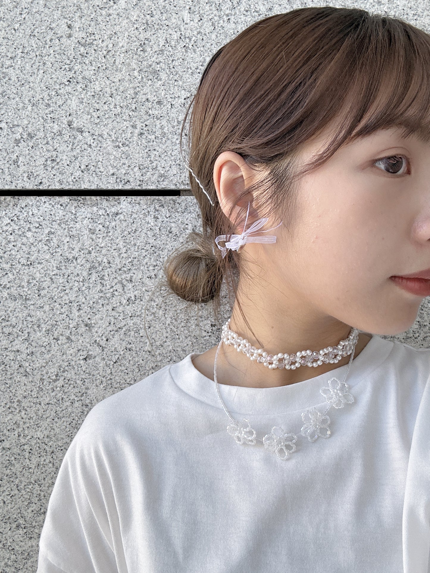 絲帶蝴蝶結半彎耳環