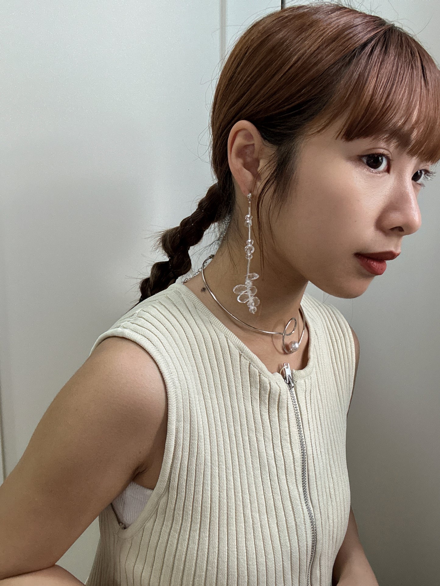 透明感串串長耳環