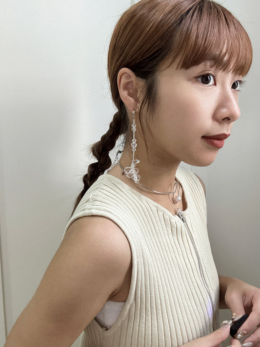 透明感串串長耳環