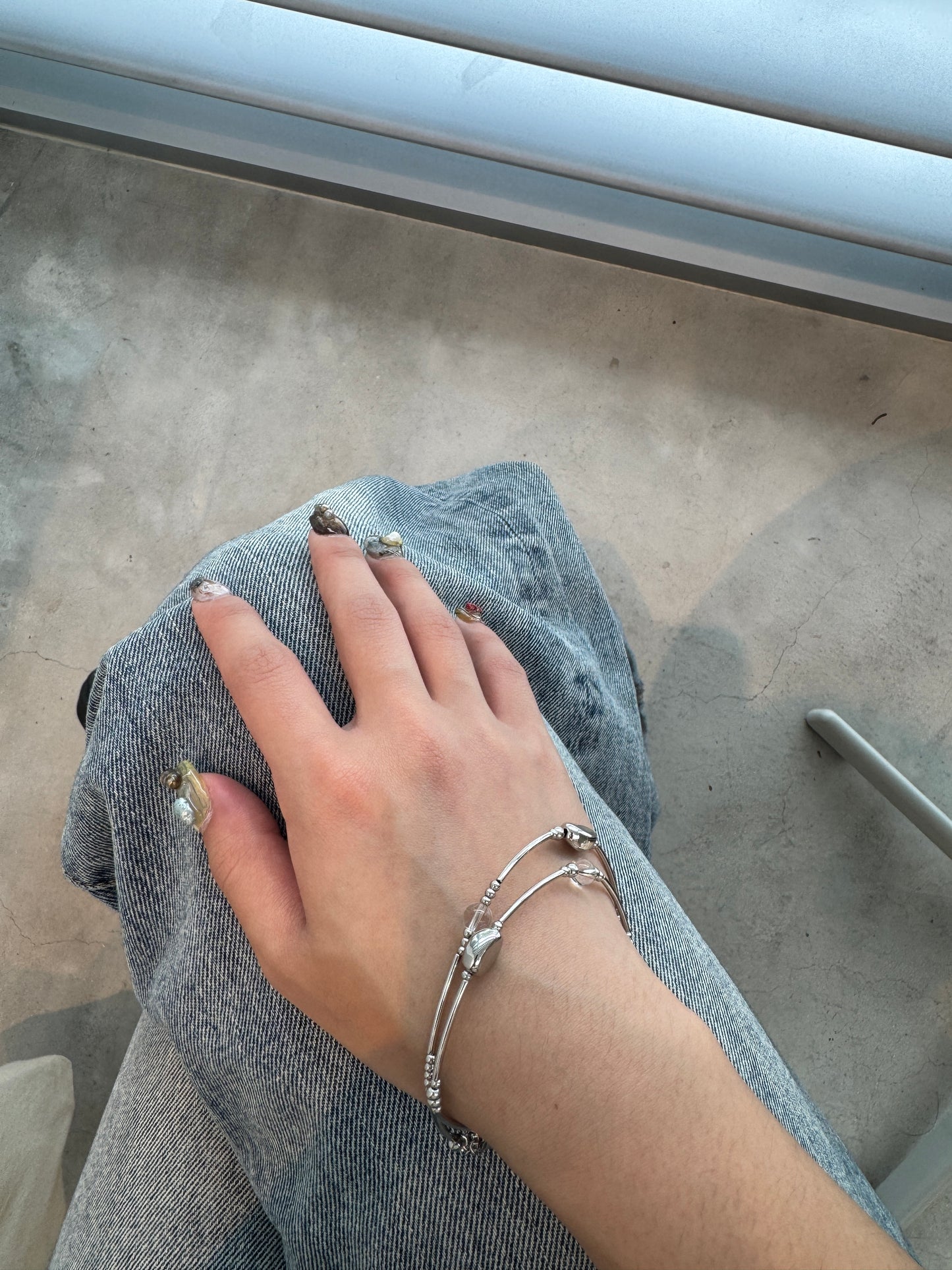 必買❤︎*˚兩用款小壓紋透明珠頸鏈/手鏈