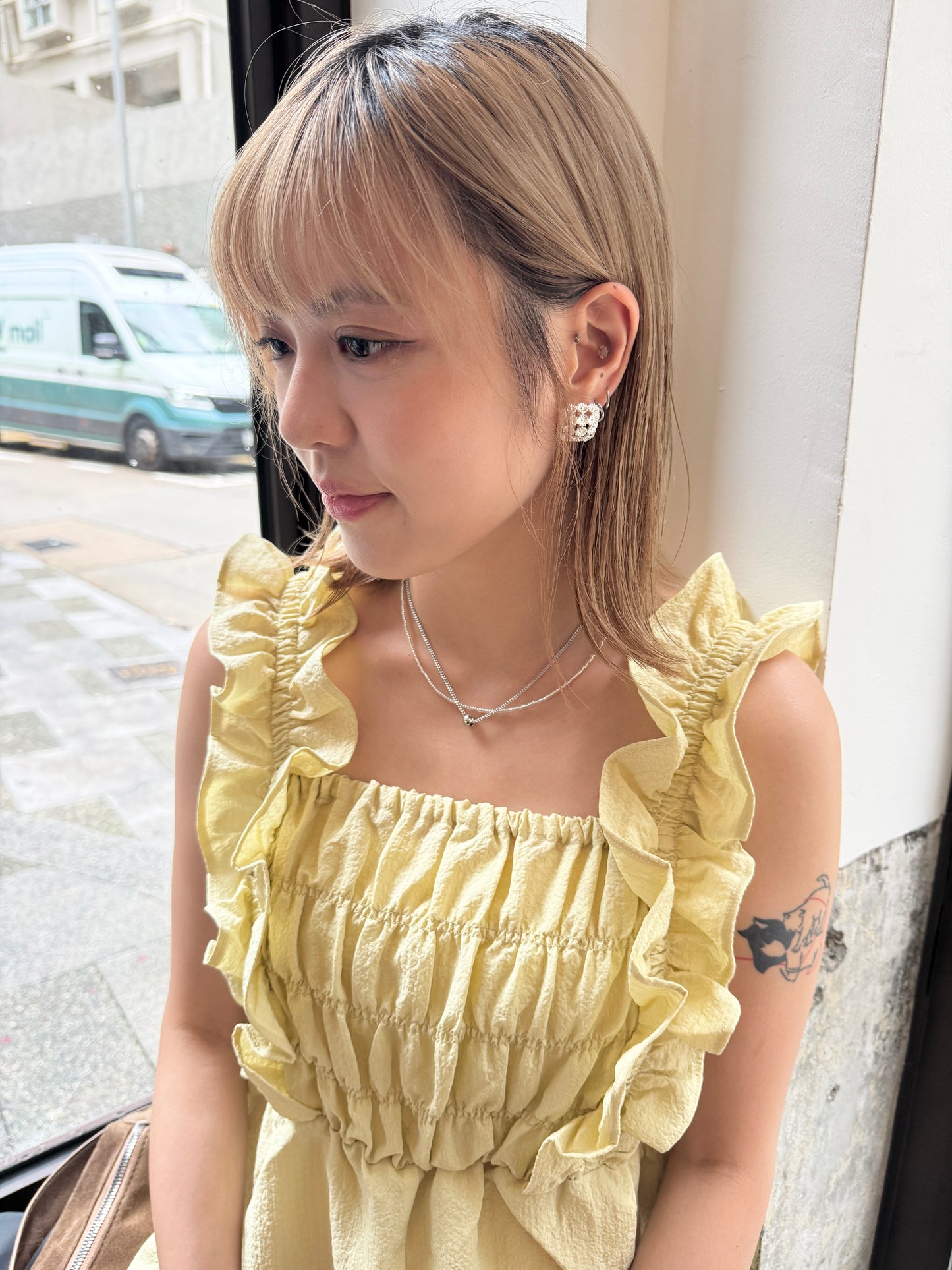 超美的 方形花格格耳環