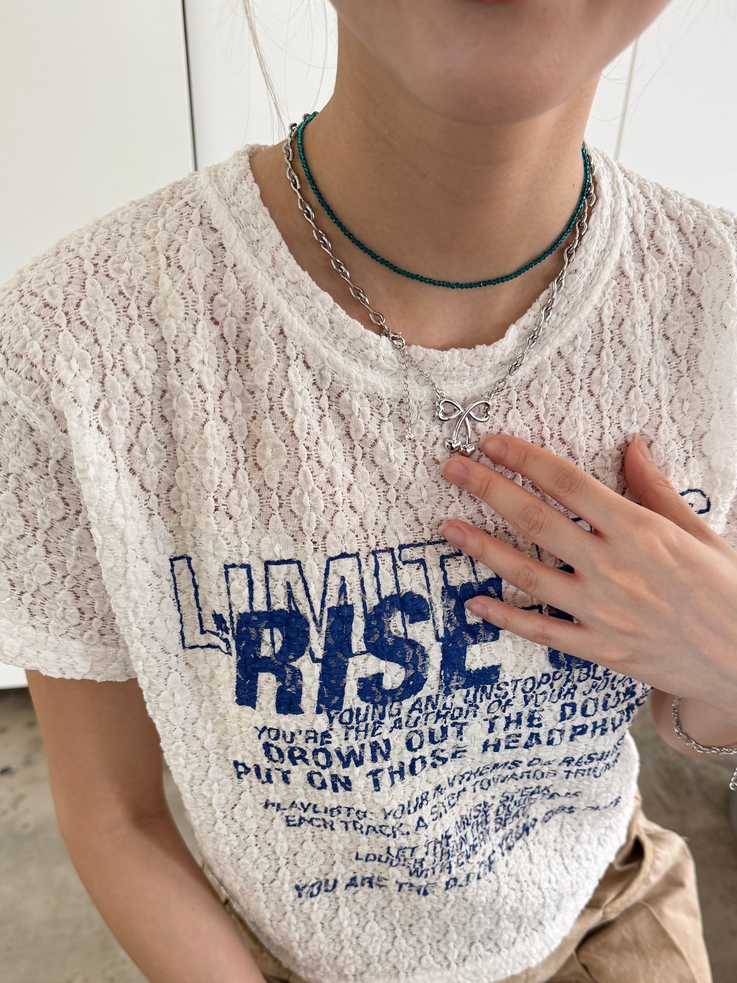 可愛心形蝴蝶結扣扣頸鏈