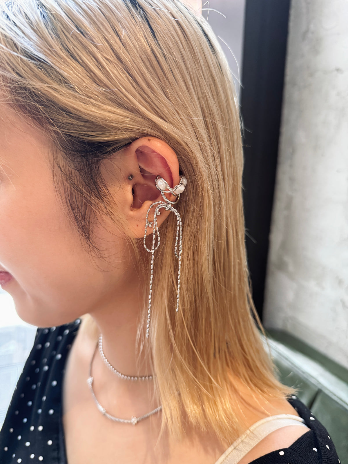 垂墜感蝴蝶結EAR CUFF