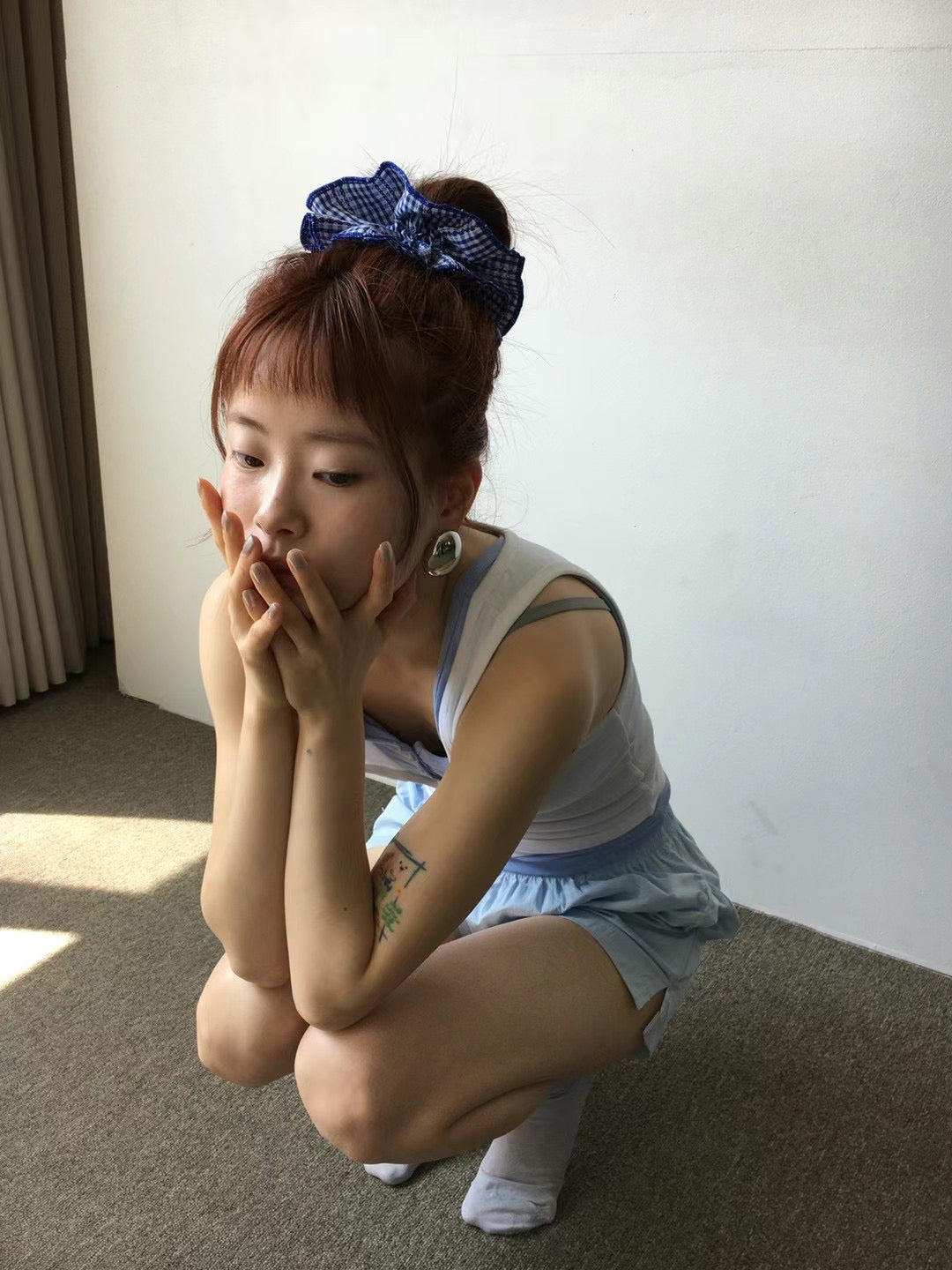 雙層格子質感髮圈