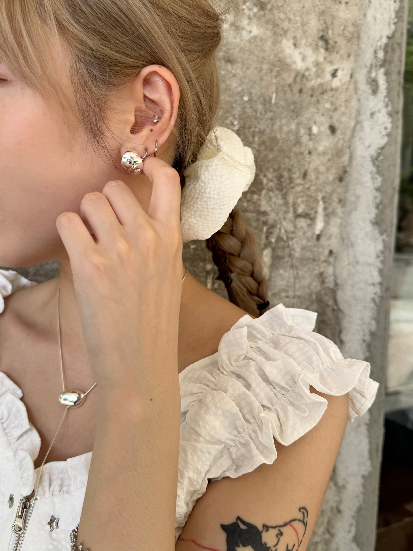 氣質感～雙層圓形耳環