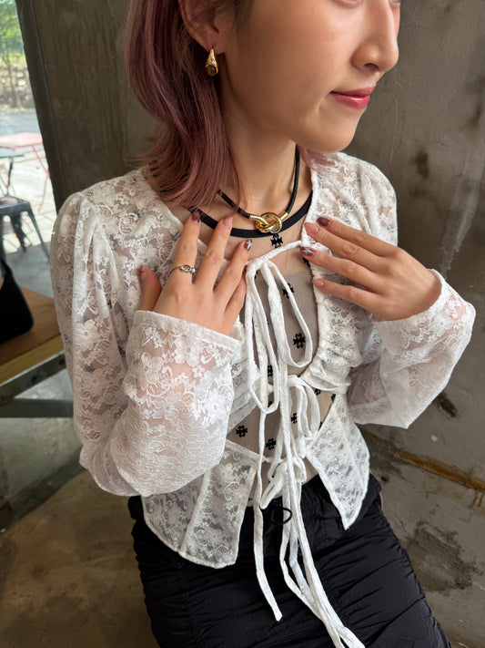 金屬感打圈皮革頸鏈