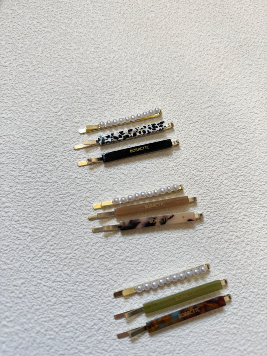 可愛拼色珍珠髮夾SET