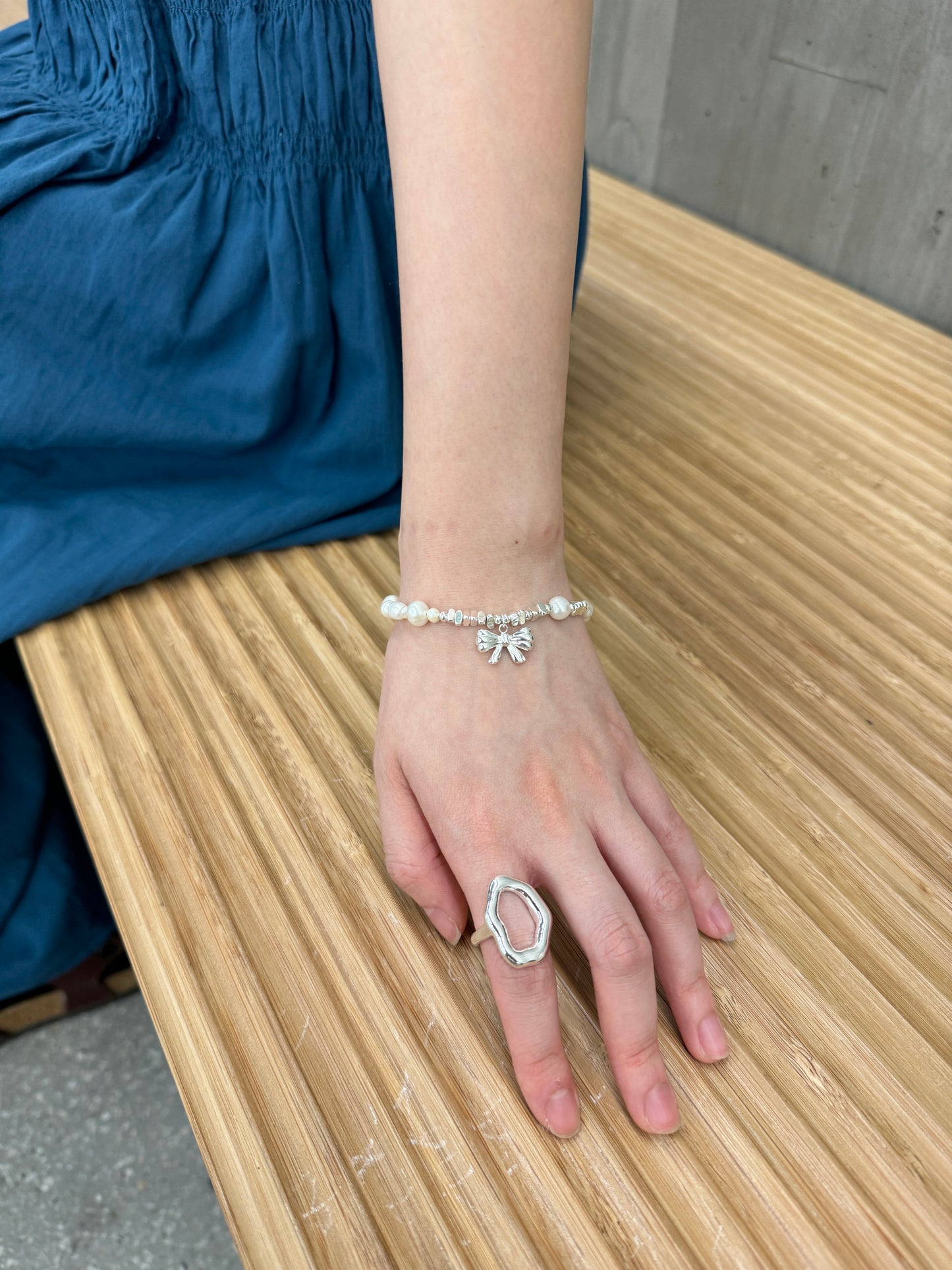 精緻可愛珍珠蝴蝶結手鏈