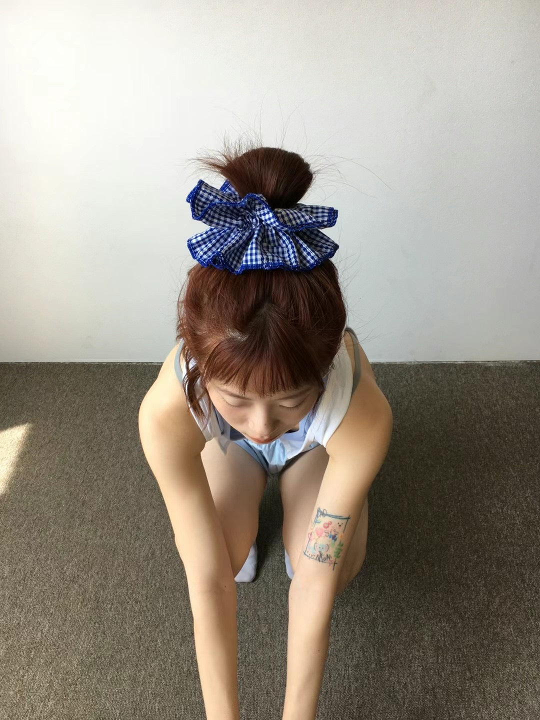 雙層格子質感髮圈