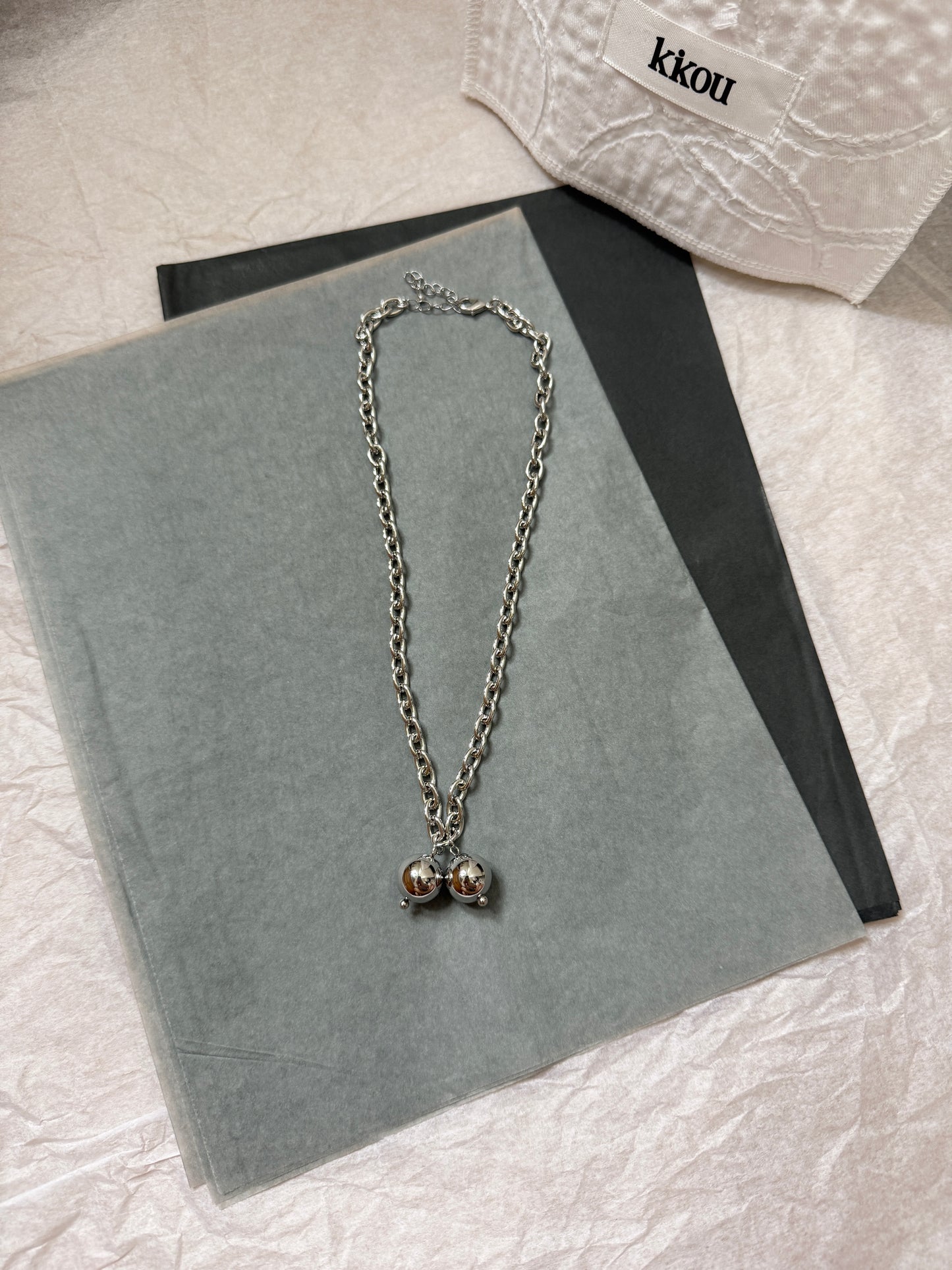 推！銀車厘子波波頸鏈