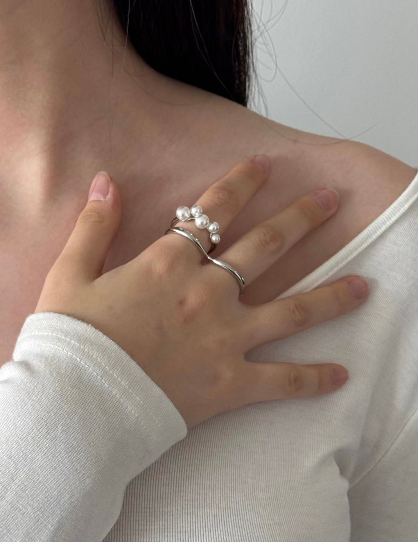 超美的！珍珠雙指RING