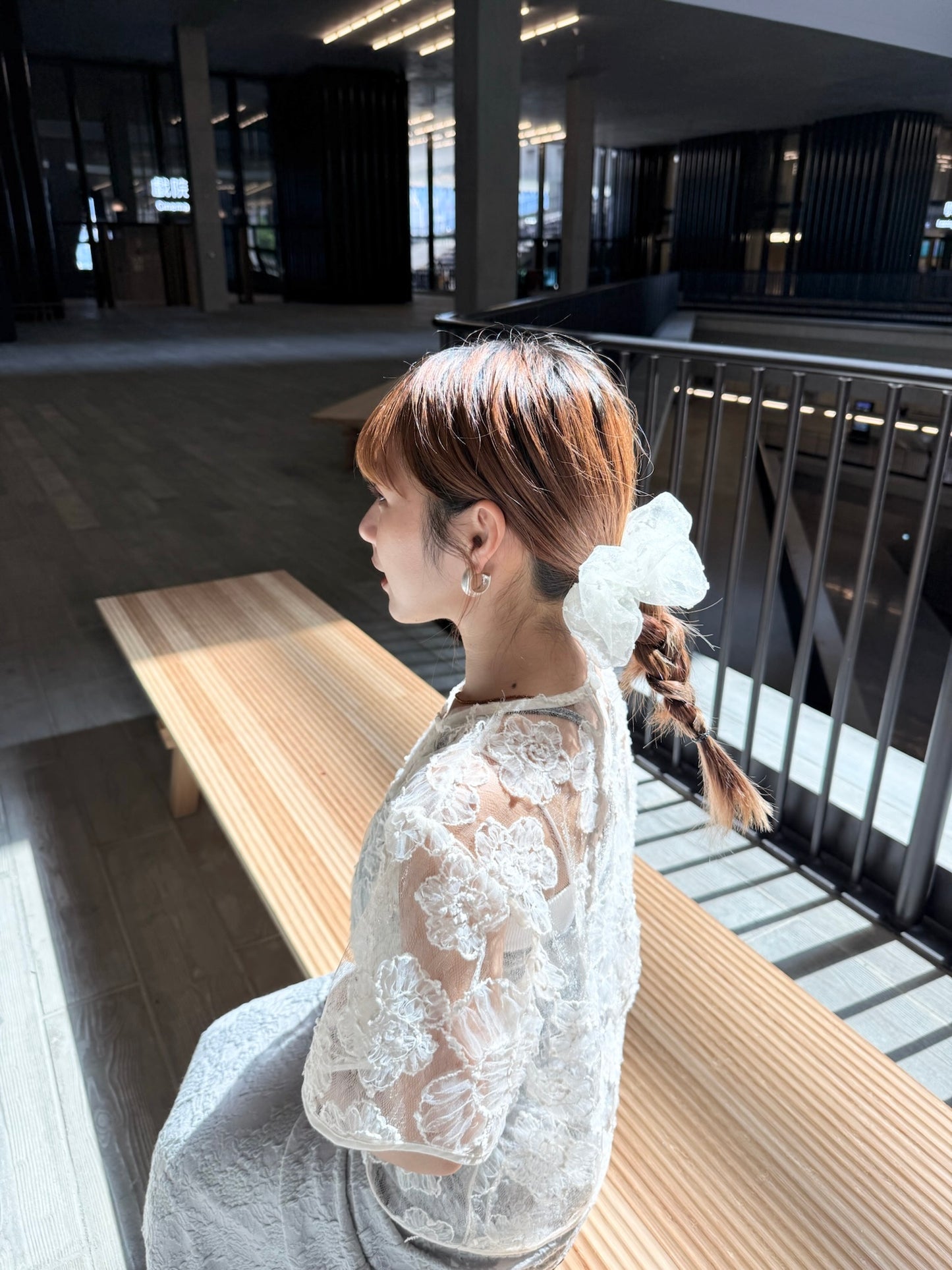 霧面感圓彎耳環