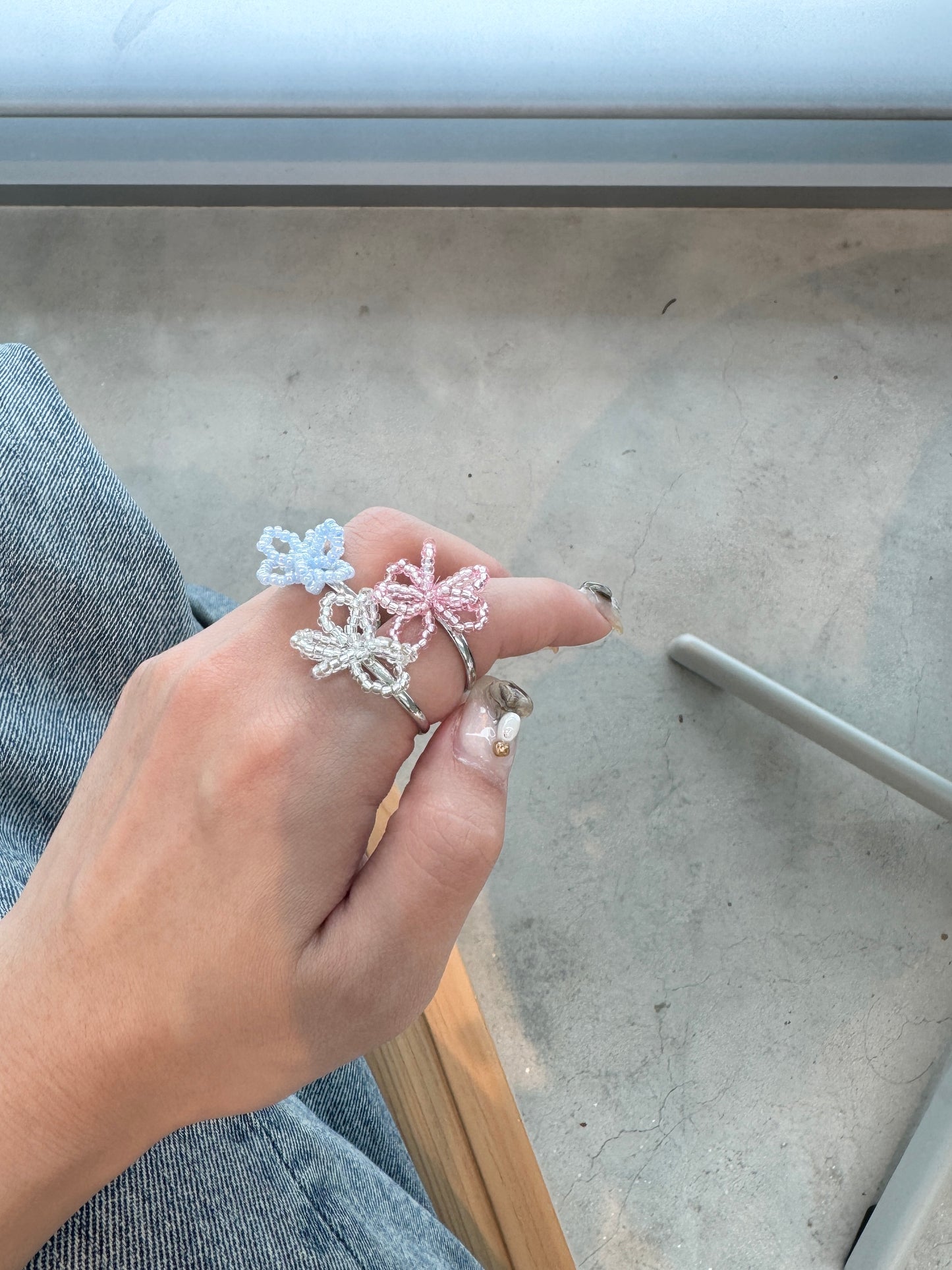 可愛花形串珠RING (可調SIZE)