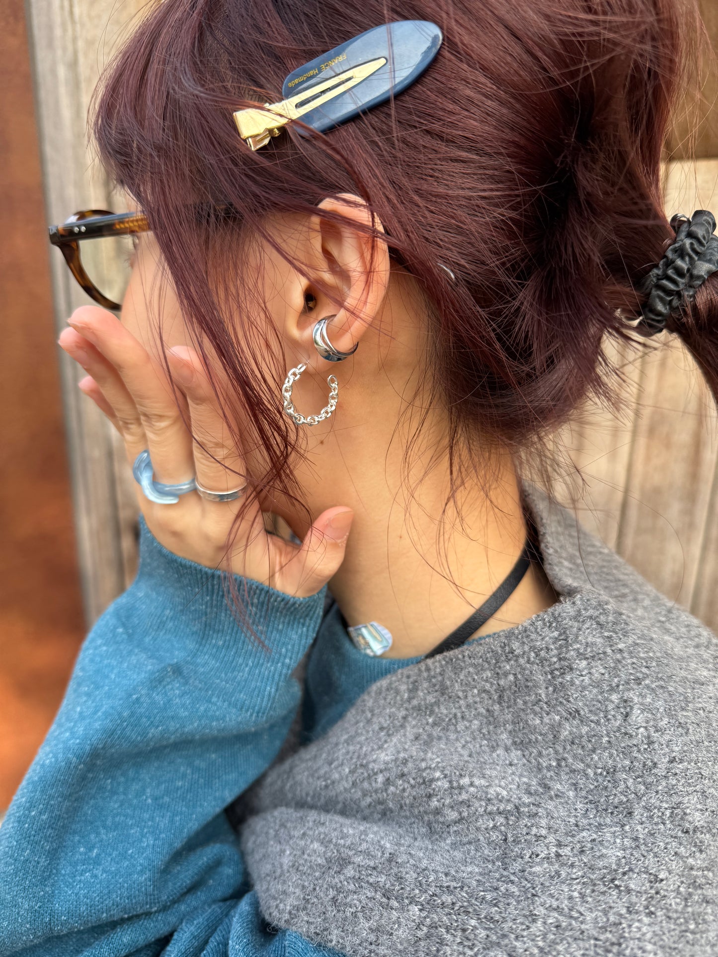 S925純銀/ 幼鏈半彎耳環