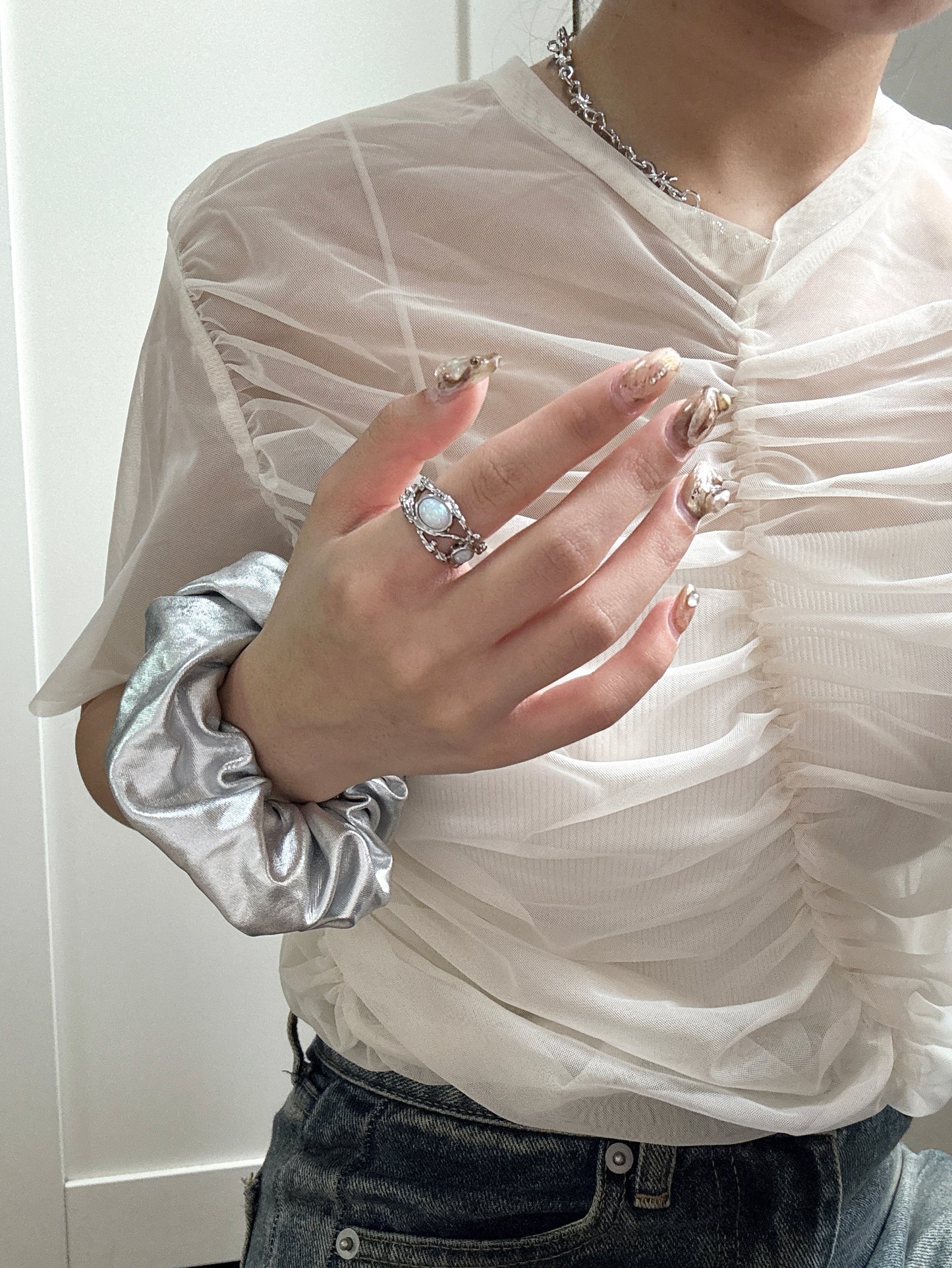 微BLING珠珠壓紋RING