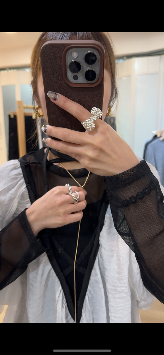 MUST BUY!銀珠珠蝴蝶結RING