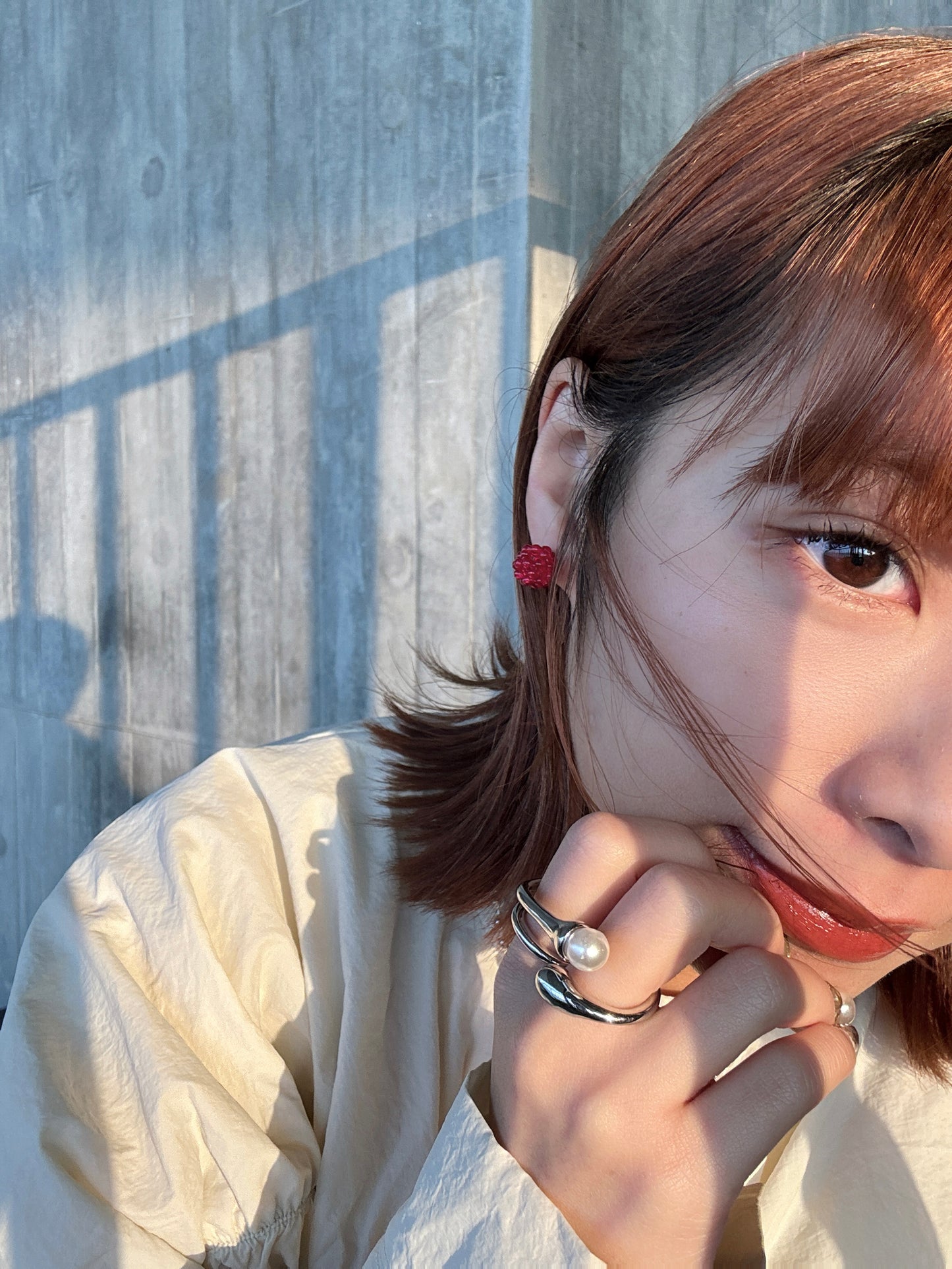 Mini小花球珠珠耳環
