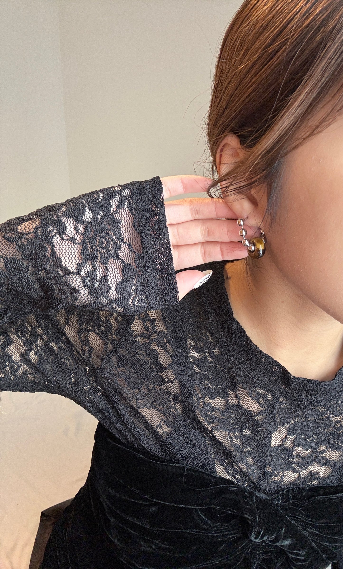 低調小石珠珠環耳環